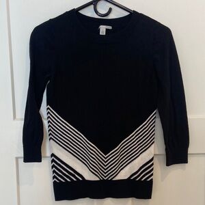 S Halogen Black and White Chevron Crewneck Sweater